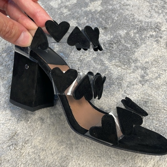 Laurence Dacade Tamara Heart Slingback Sandals Black Suede PVC Valentines 35.5 - Picture 10 of 15